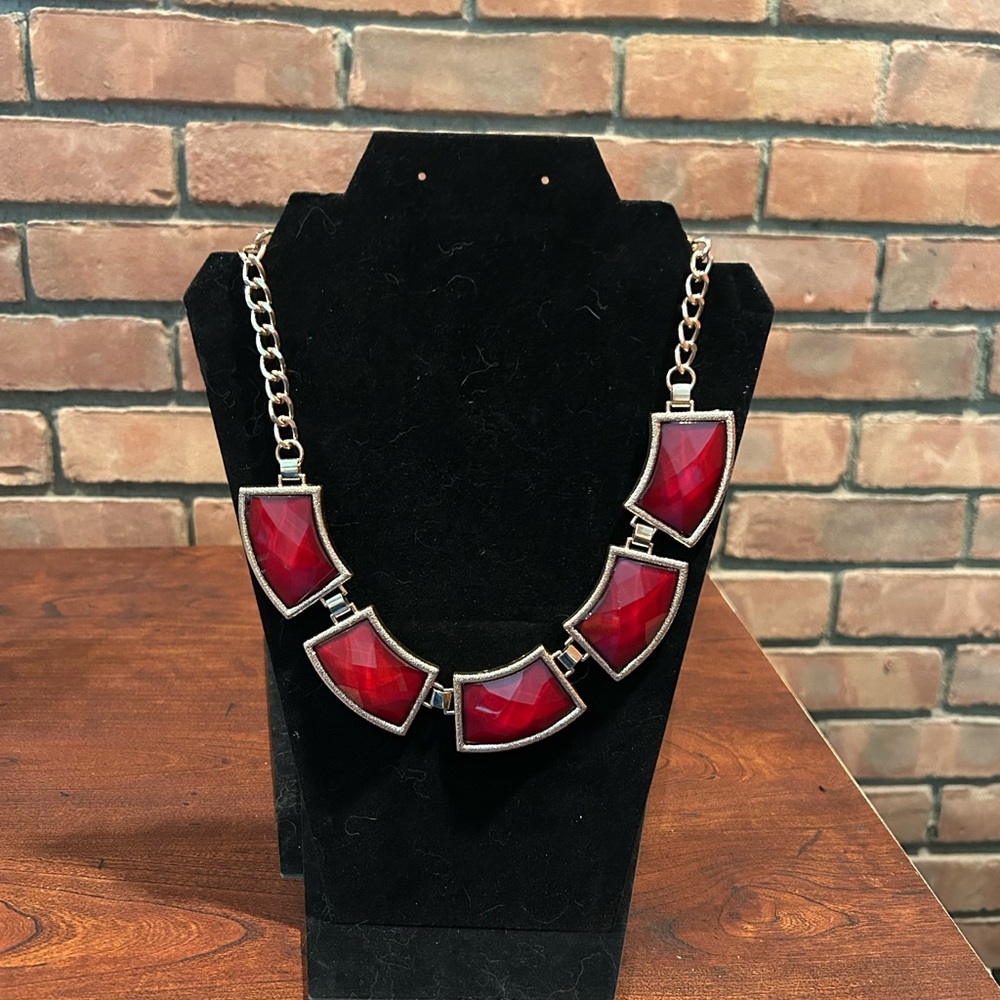 Source Unknown Bold Red Geometric Necklace